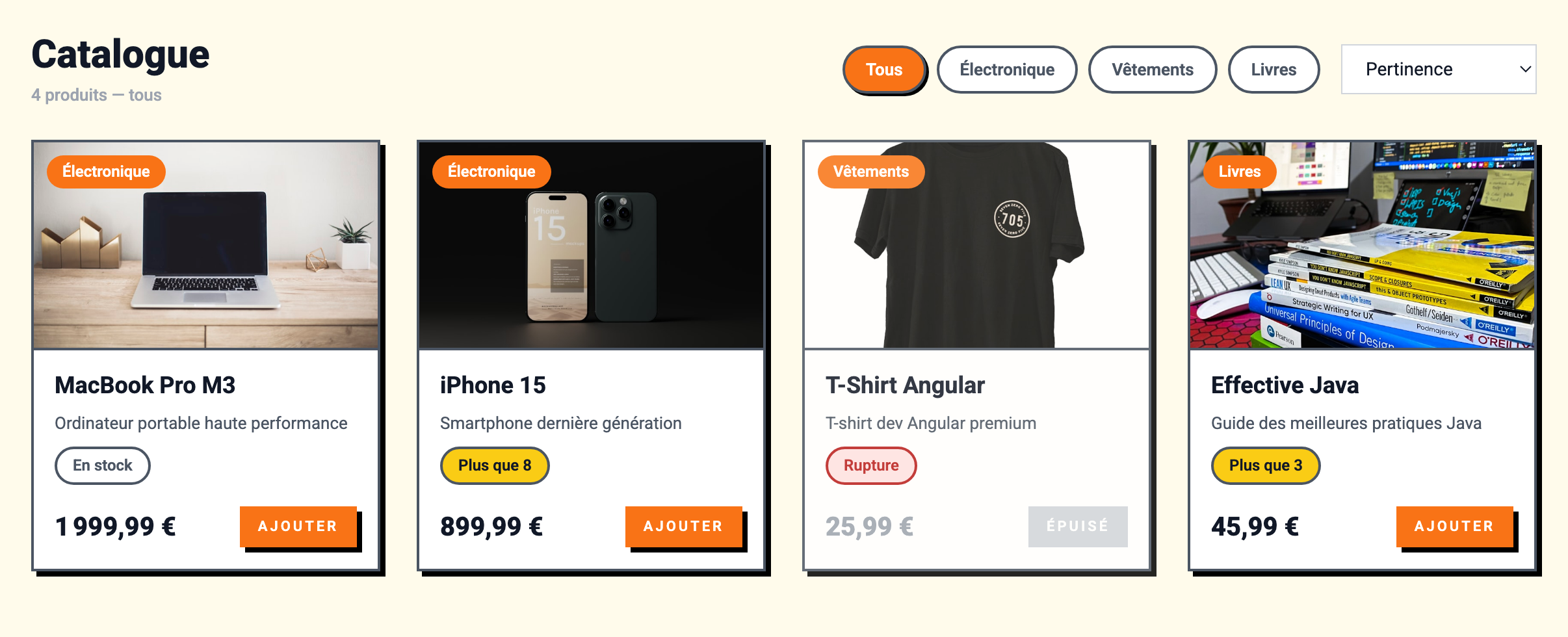 Catalogue de la boutique - E-Commerce Platform